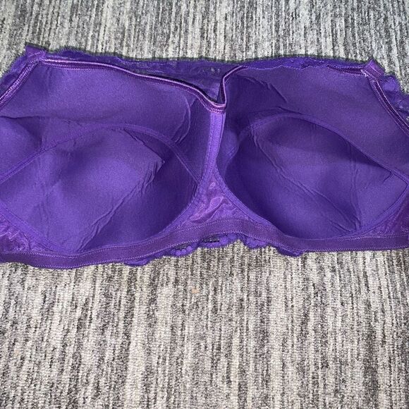 Vintage Anoureuse Women’s 52G Purple‎ Lace Detail Full Cup Bra Bralette - Picture 3 of 7